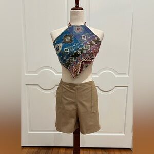 Artisan Hippie Boho Style wrap shorts made in Oaxaca Mexico.